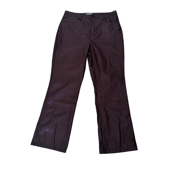 Marissa Web Brown Faux Leather Kick Flare Pants Size 14 Slimming Career $325 - Picture 9 of 12